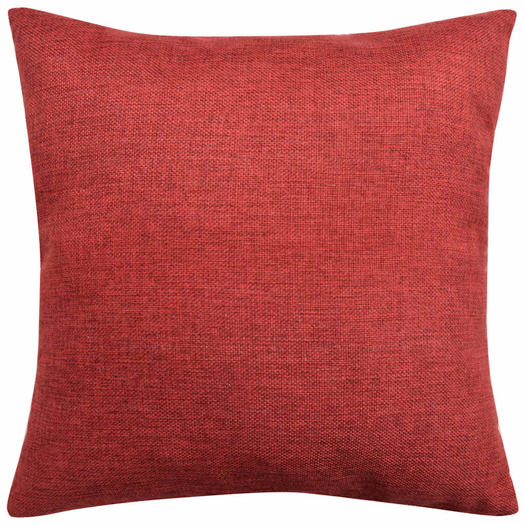 Federe per Cuscini 4 pz in Simil-Lino Rosso Borgogna 40x40 cm