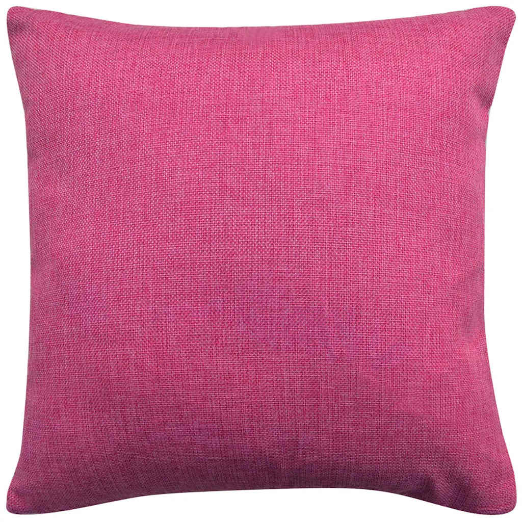Set 4 Federe per Cuscini in Simil-Lino Rosa 50x50 cm