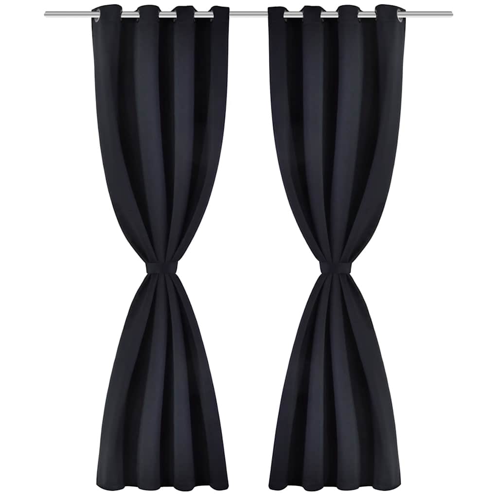 2 Pz Tende Oscuranti con Occhielli in Metallo 135x175 cm Nere