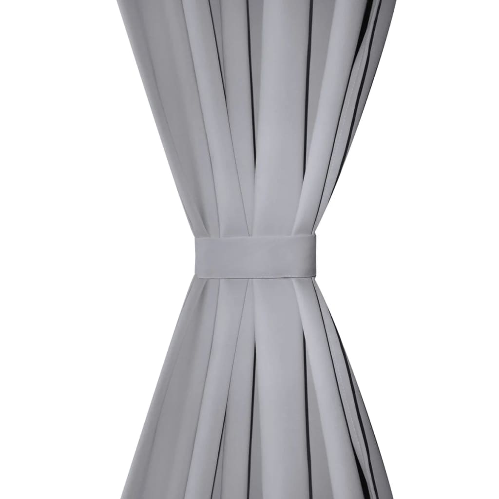 2 Pz Tende Oscuranti con Occhielli in Metallo 135x175 cm Grigie