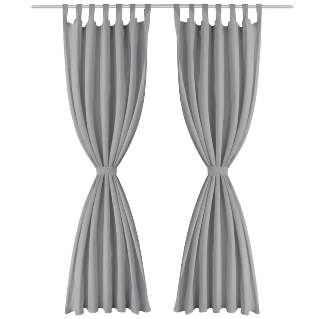 2 Pz Tende in Micro Raso con Passanti 140x225 cm Grigie