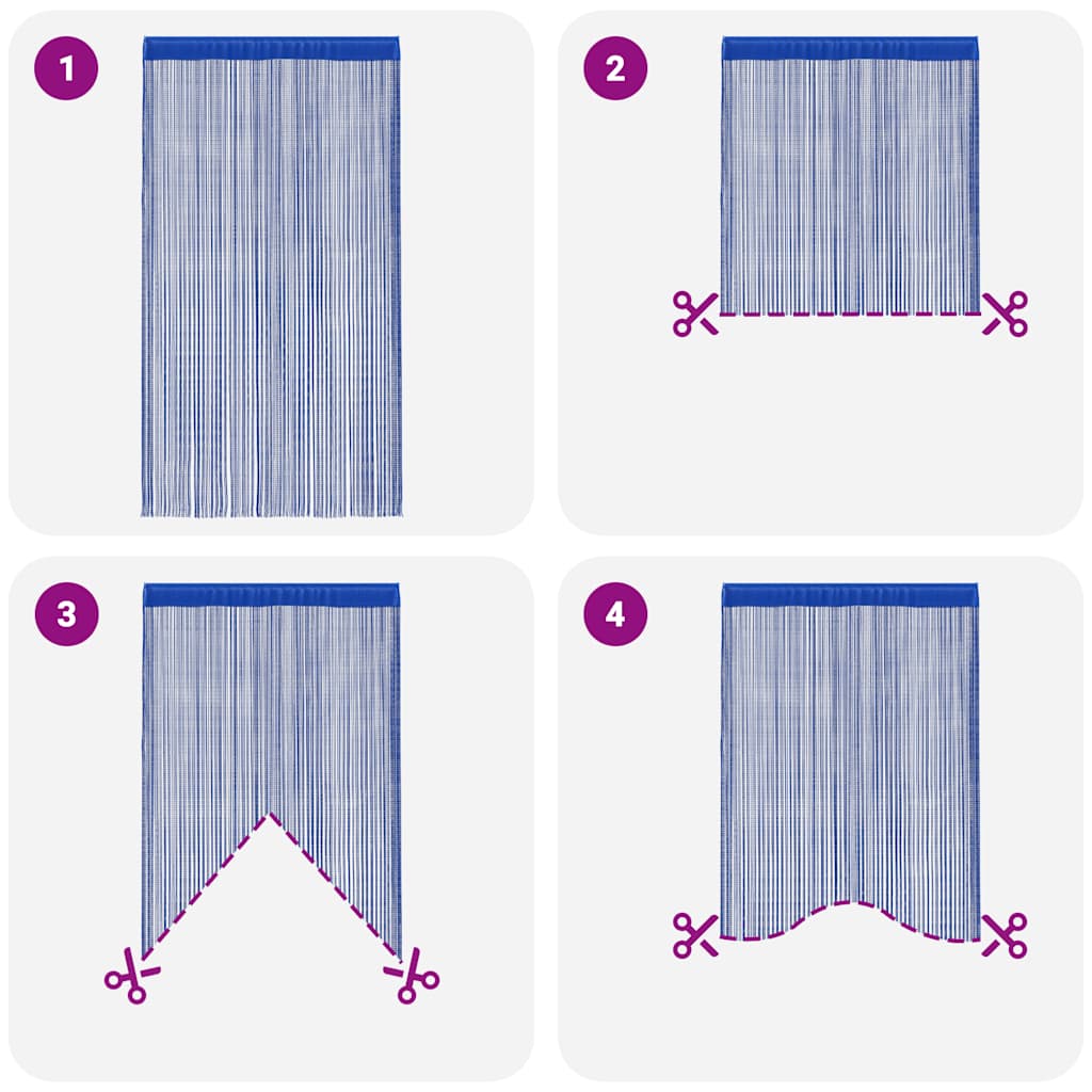 Tende a Filo 2 pz 100x250 cm Blu