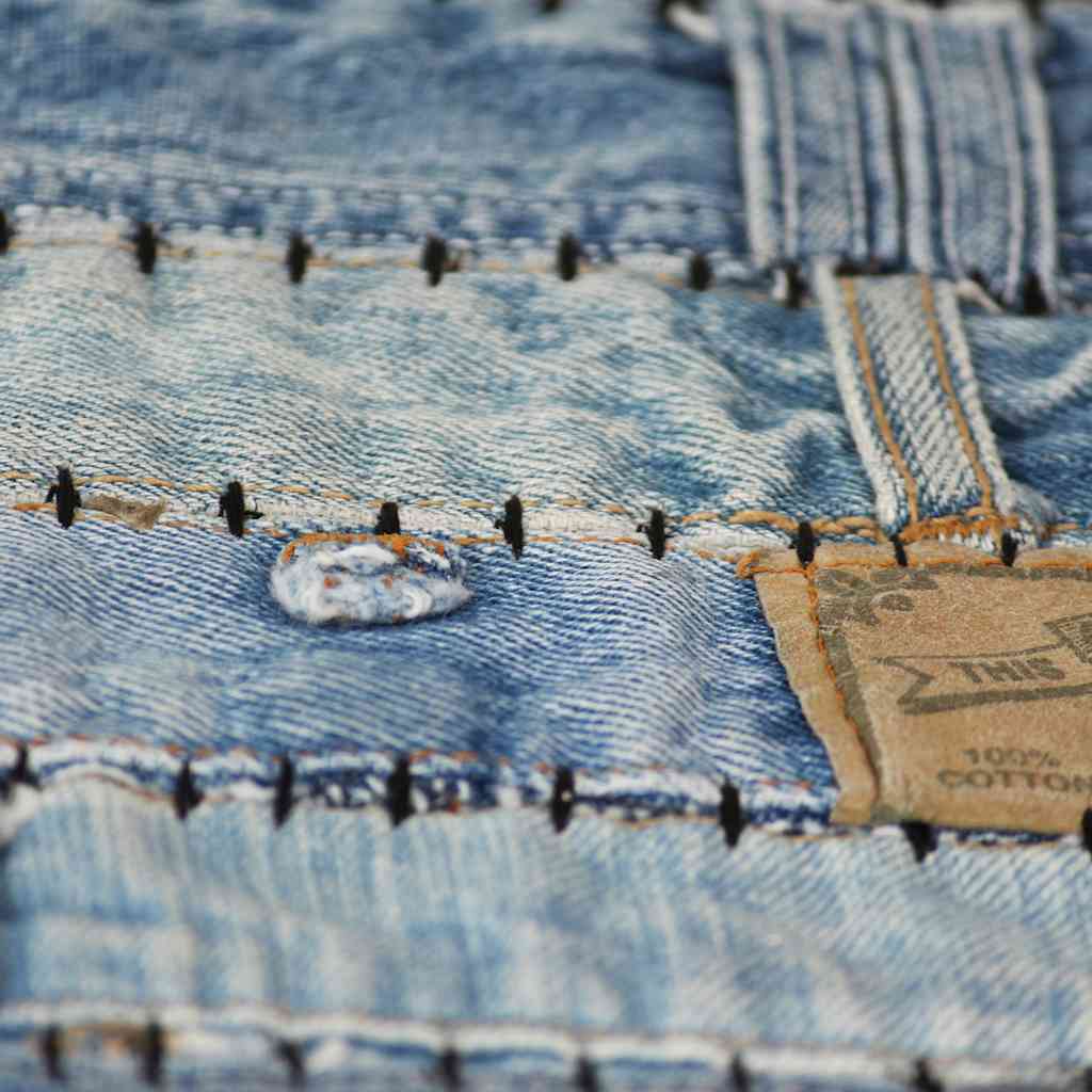 Tappeto Patchwork Girovita Jeans 80x150 cm Blu Denim