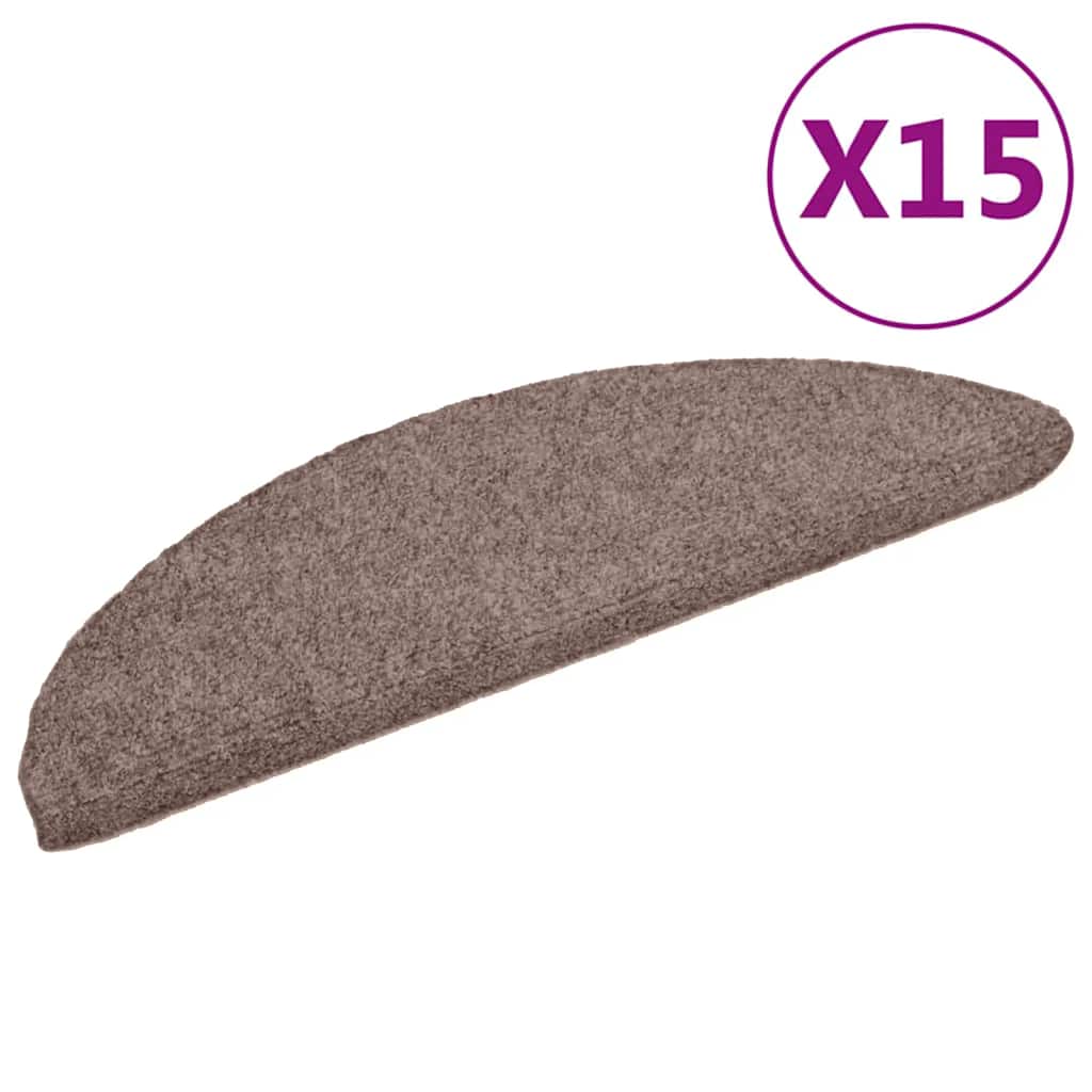Tappetini per scale autoadesivi 15 pz 56x17x3 cm Marrone Chiaro Semicircolari