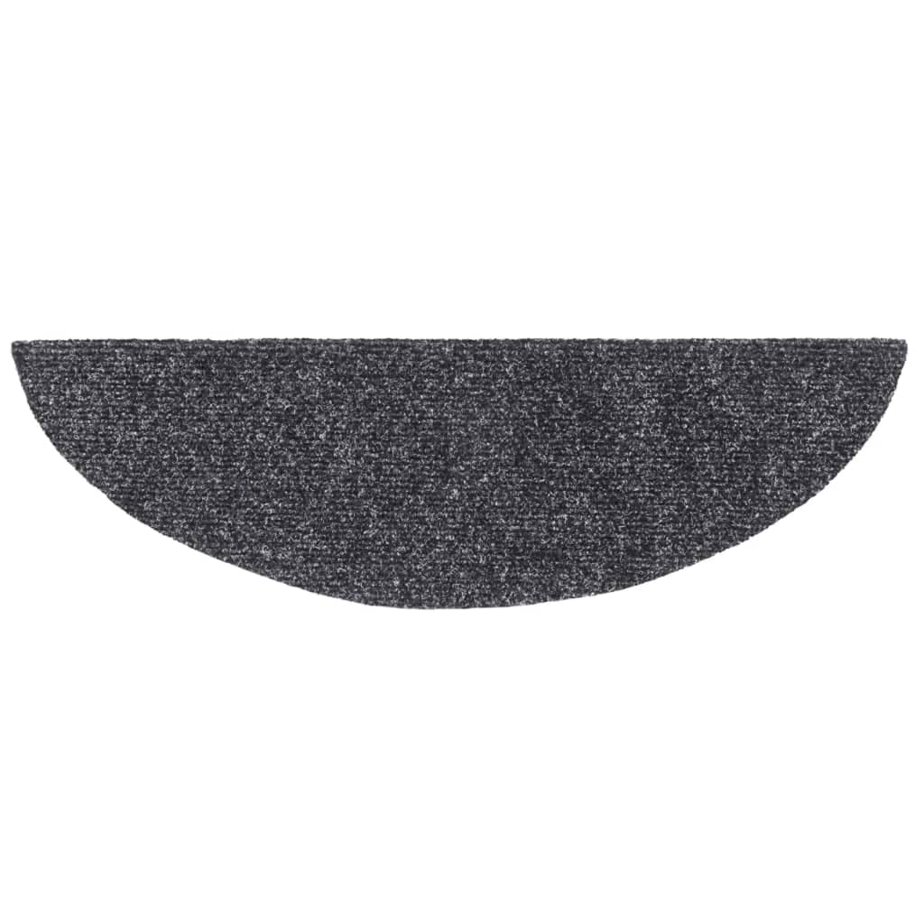 Tappetini per scale autoadesivi 15 pz 56x17x3 cm Grigio scuro semicircolari