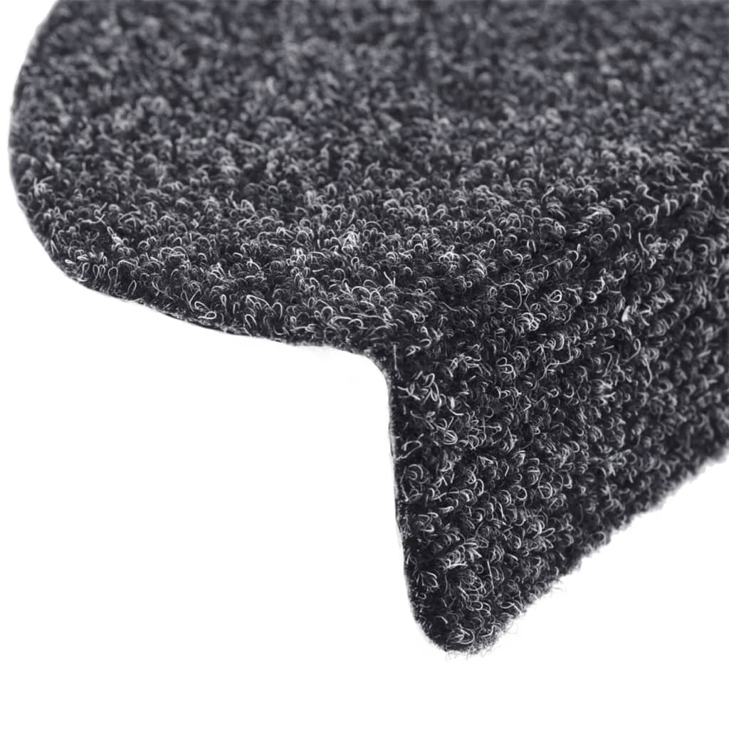 Tappetini per scale autoadesivi 15 pz 56x17x3 cm Grigio scuro semicircolari