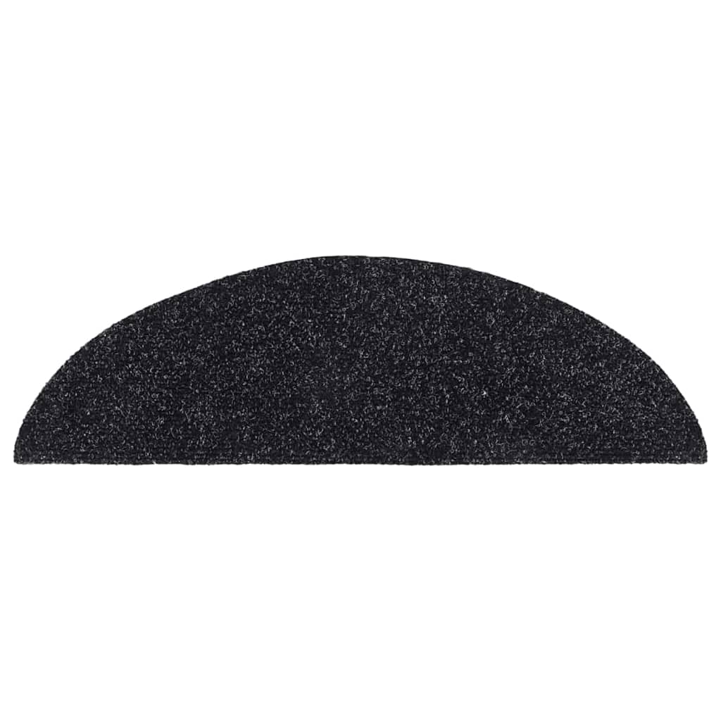 Tappetini per scale autoadesivi 15 pz 56x17x3 cm neri semicircolari