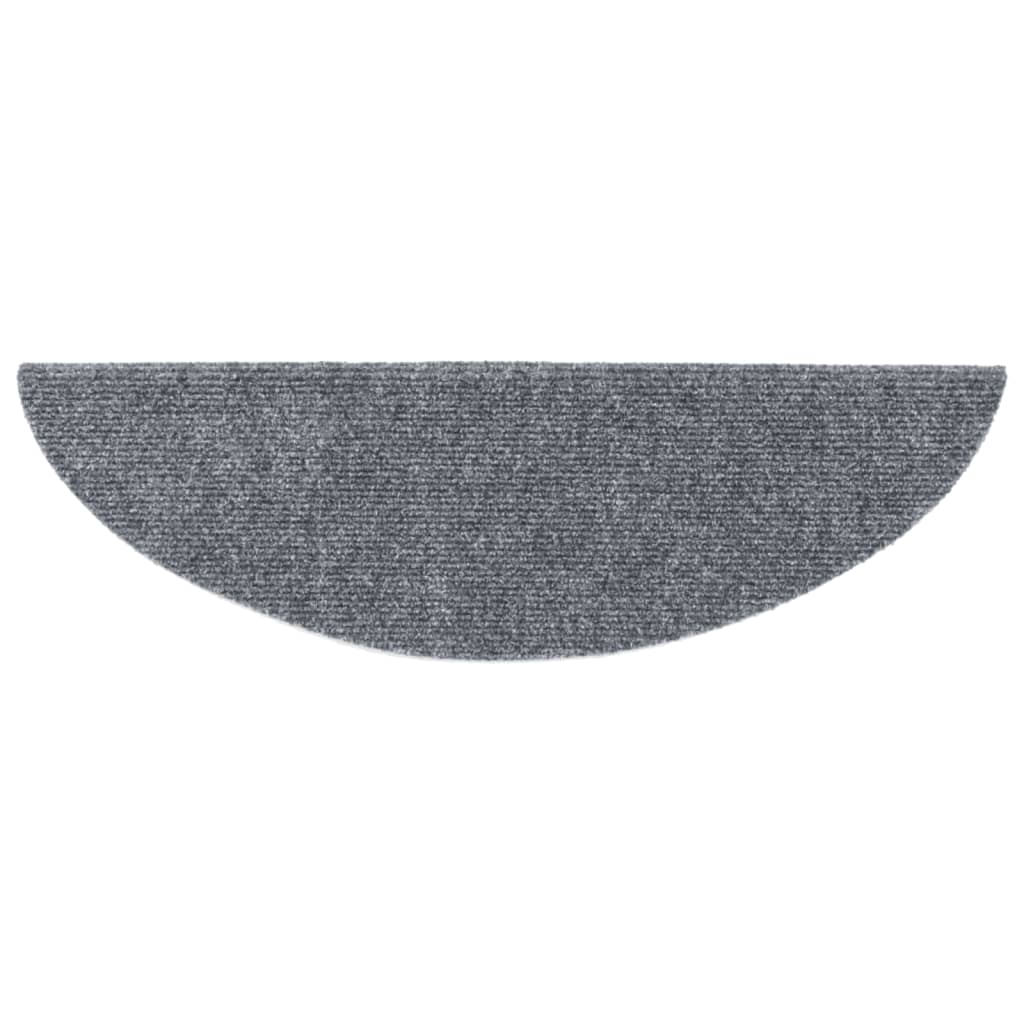 Tappetini per scale autoadesivi 15 pz 56x17x3 cm Grigio chiaro semicircolari