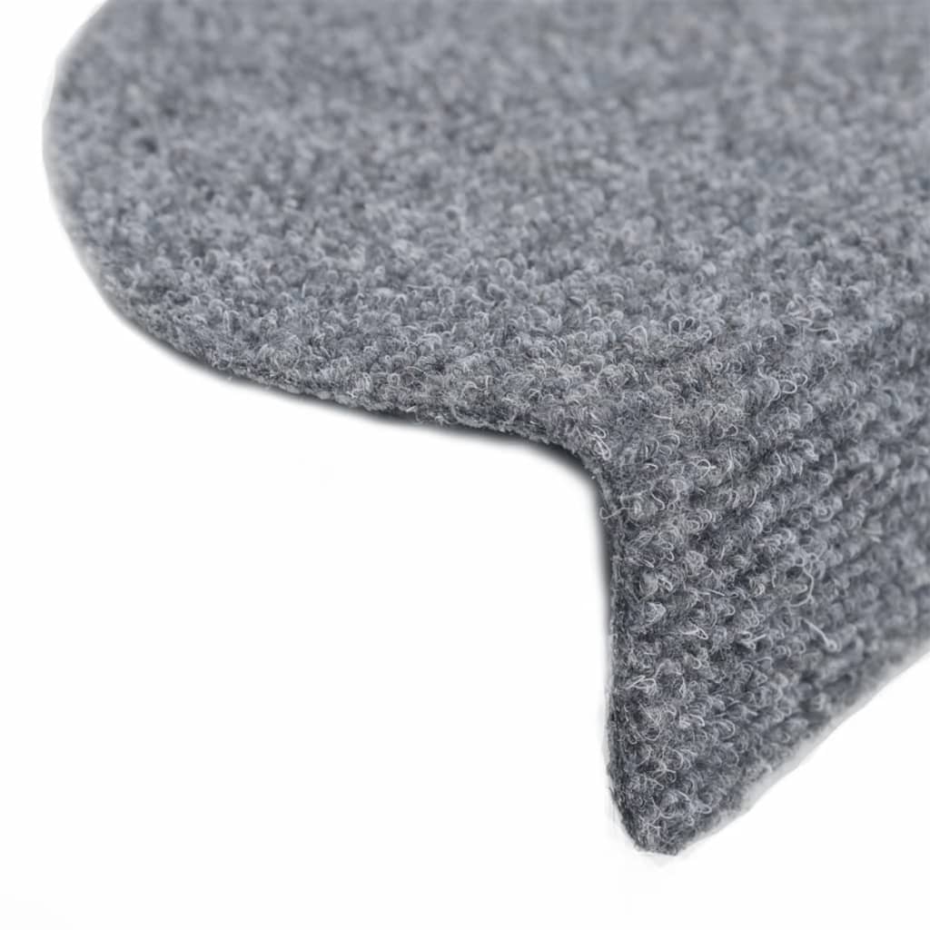 Tappetini per scale autoadesivi 15 pz 56x17x3 cm Grigio chiaro semicircolari