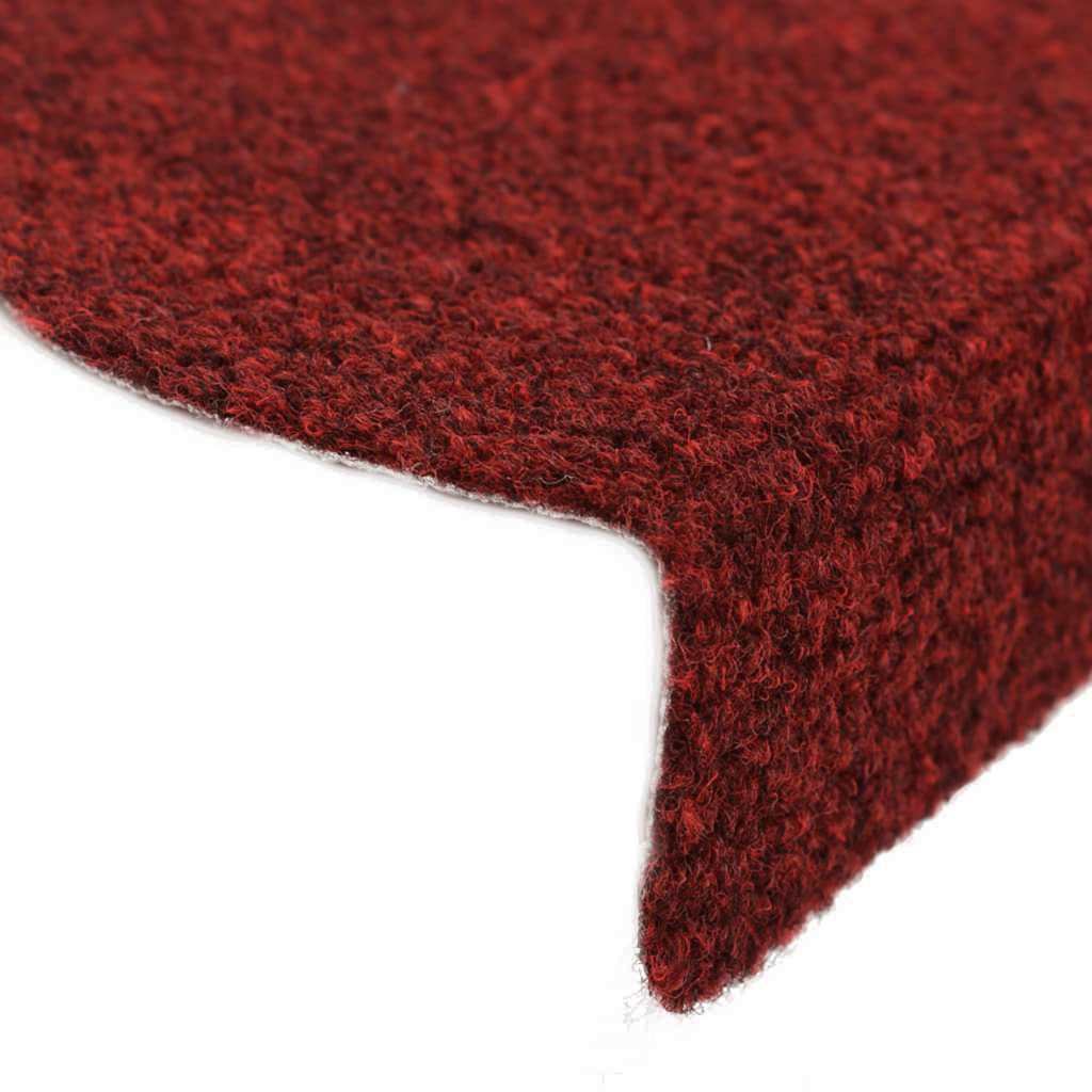 Tappetini per scale autoadesivi 15 pz 56x17x3 cm Bordeaux Rosso Semicircolari