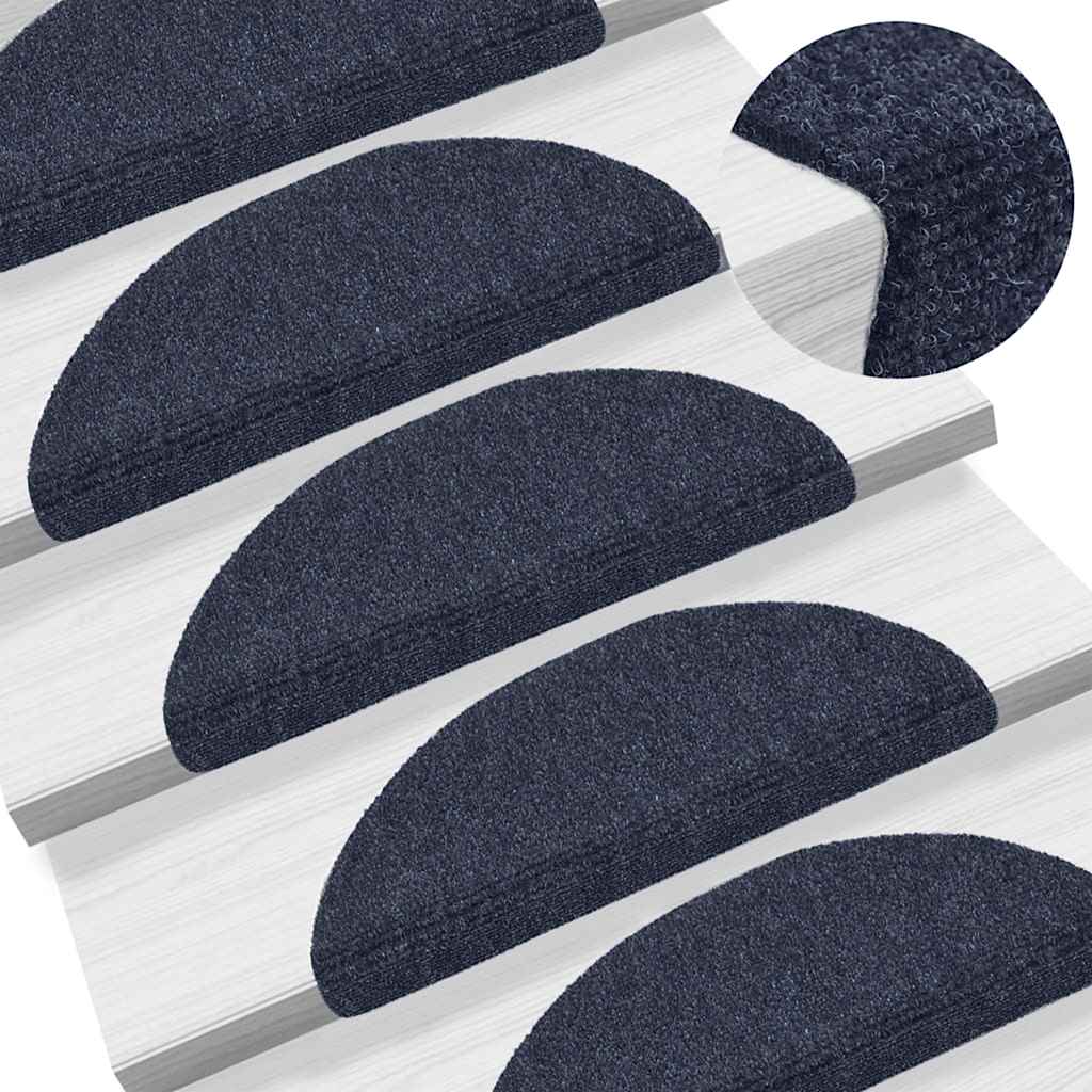 Tappetini per scale autoadesivi 15 pz 56x17x3 cm blu semicircolari