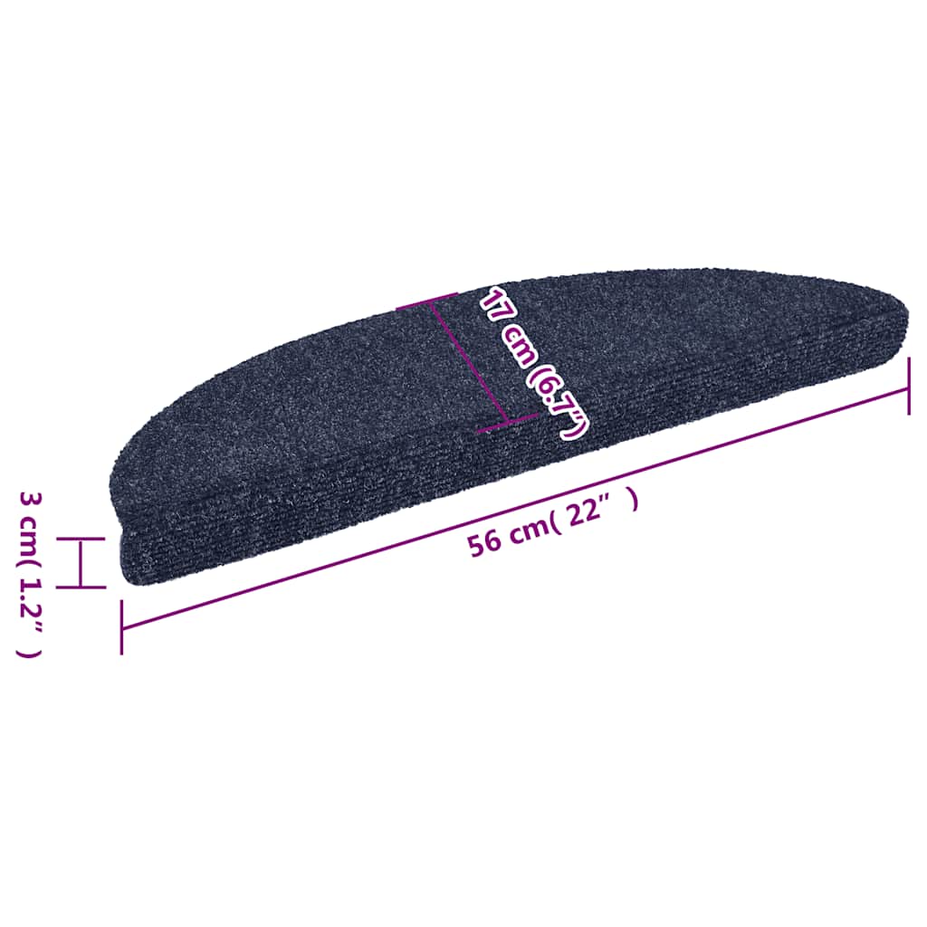 Tappetini per scale autoadesivi 15 pz 56x17x3 cm blu semicircolari