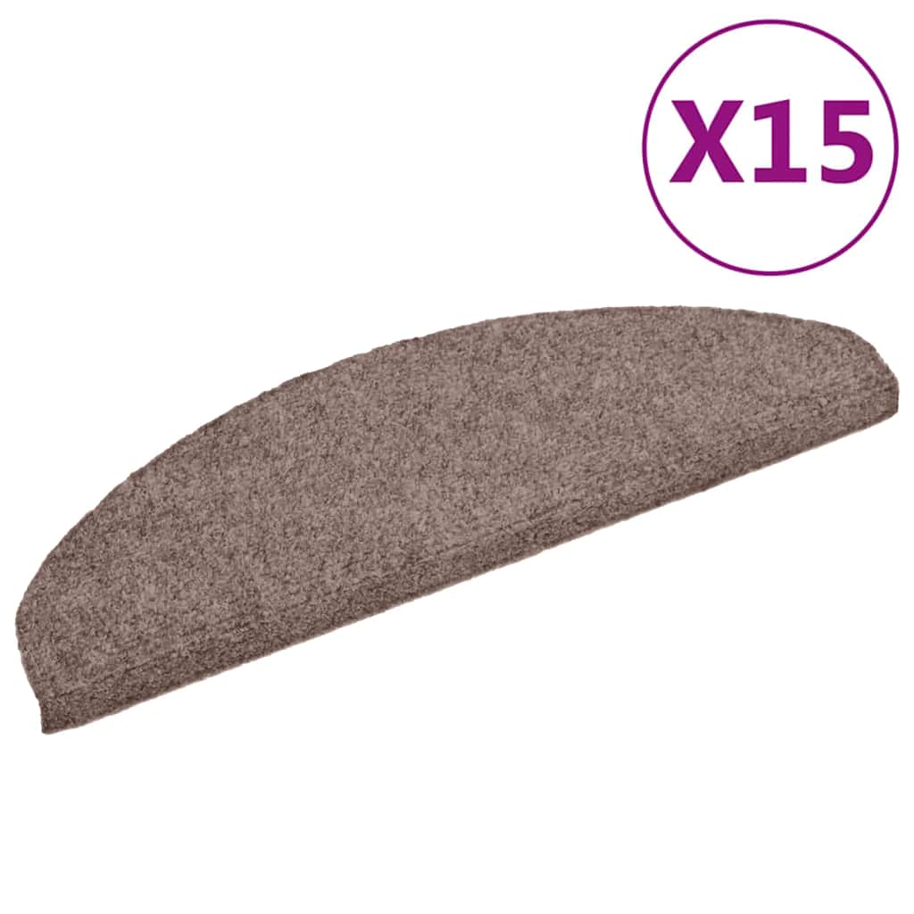 Tappetini per scale autoadesivi 15 pz 65x21x4 cm Marrone Chiaro semicircolari grandi