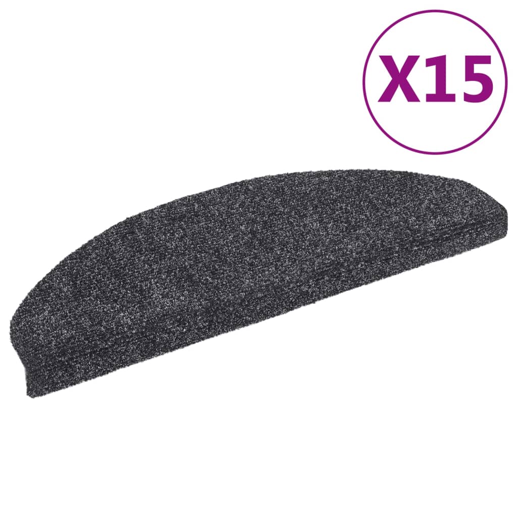 Tappetini per scale autoadesivi 15 pz 65x21x4 cm Grigio scuro Semicircolari Grandi