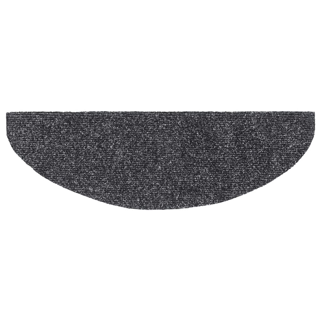 Tappetini per scale autoadesivi 15 pz 65x21x4 cm Grigio scuro Semicircolari Grandi