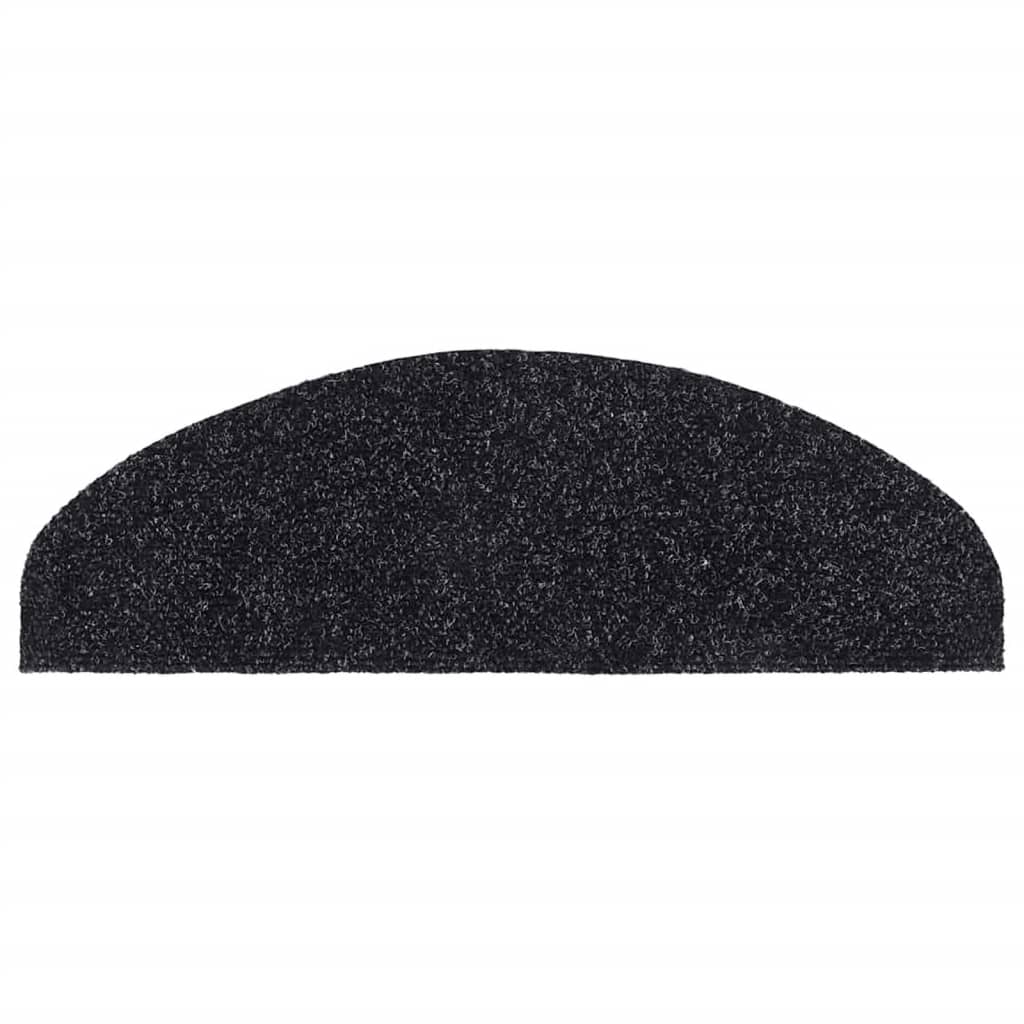 Tappetini per scale autoadesivi 15 pz 65x21x4 cm neri semicircolari grandi