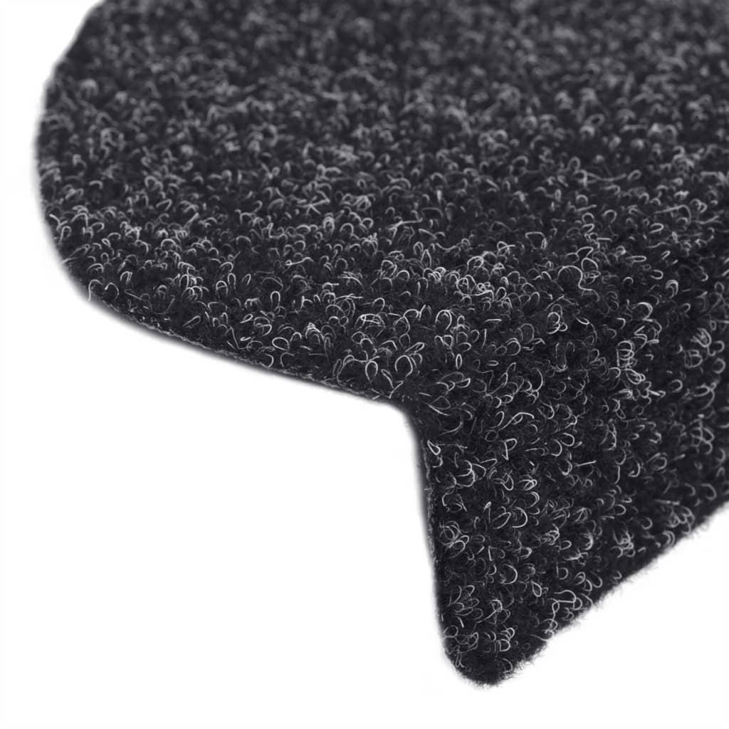 Tappetini per scale autoadesivi 15 pz 65x21x4 cm neri semicircolari grandi