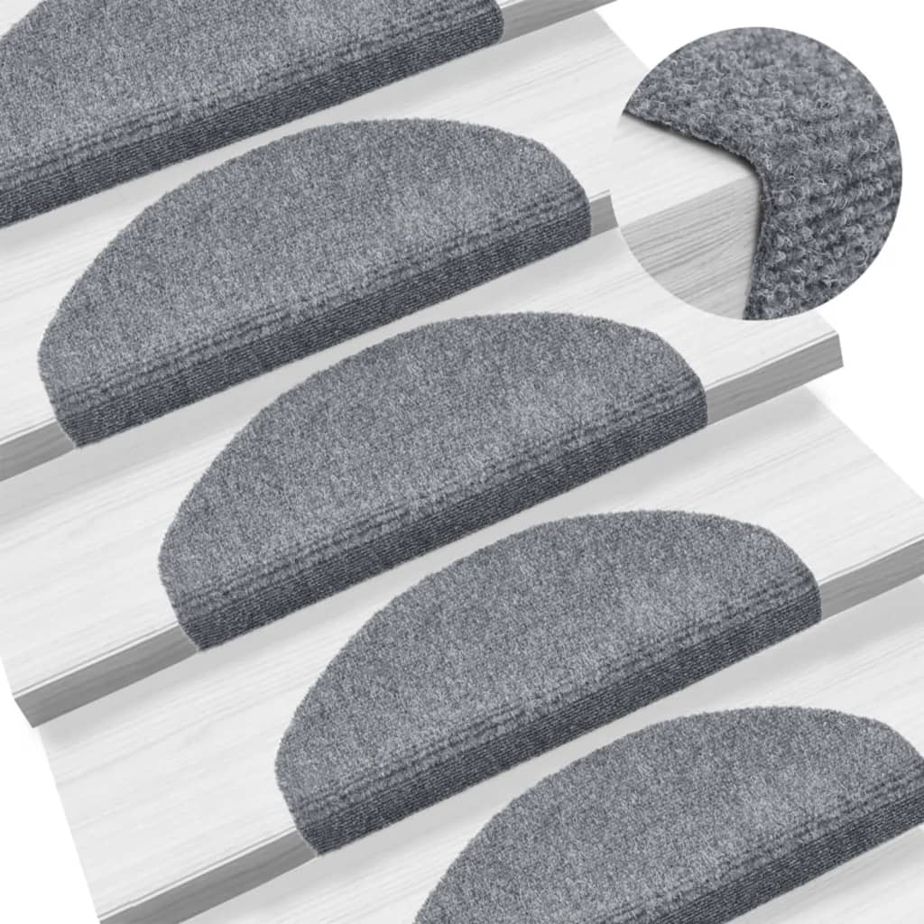 Tappetini per scale autoadesivi 15 pz 65x21x4 cm Grigio chiaro Semicircolari Grandi