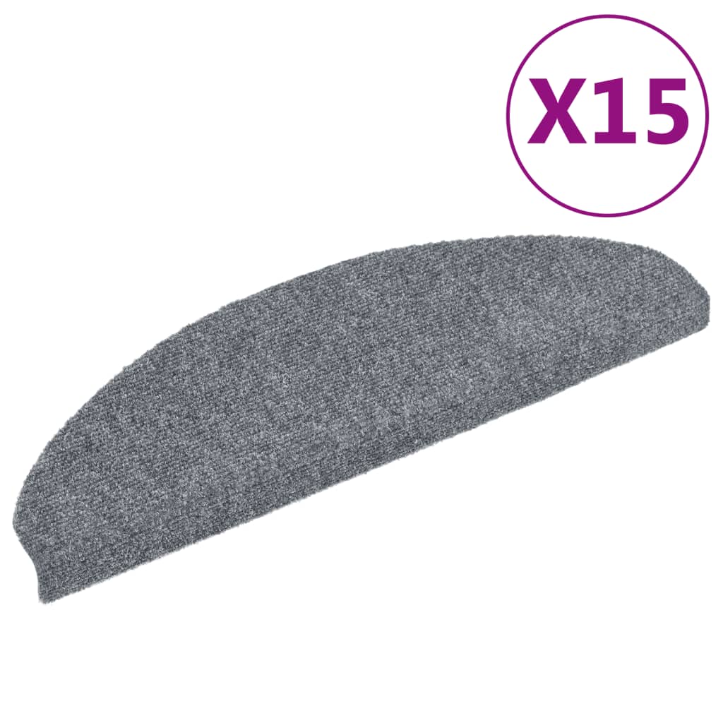 Tappetini per scale autoadesivi 15 pz 65x21x4 cm Grigio chiaro Semicircolari Grandi