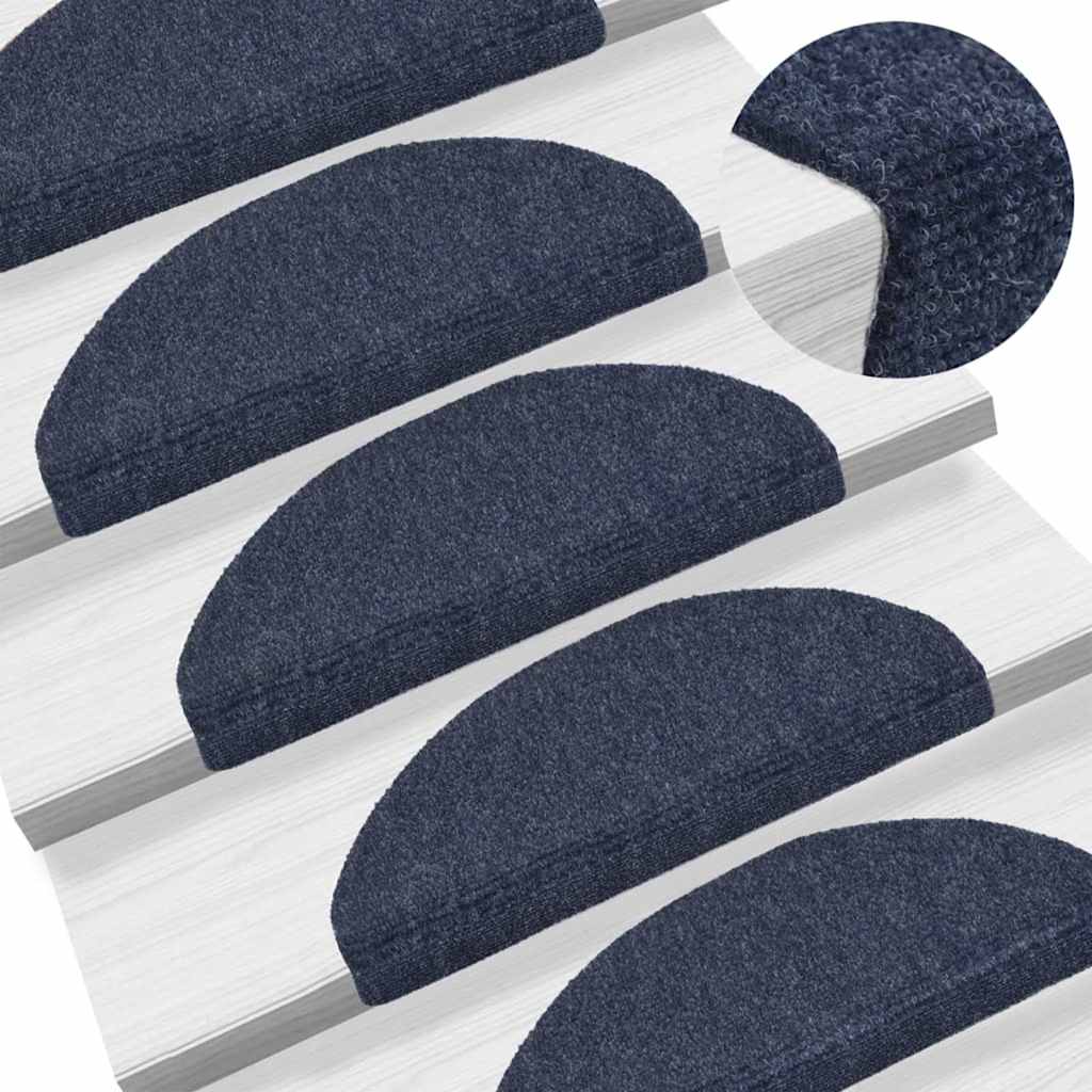Tappetini per scale autoadesivi 15 pz 65x21x4 cm blu semicircolari grandi
