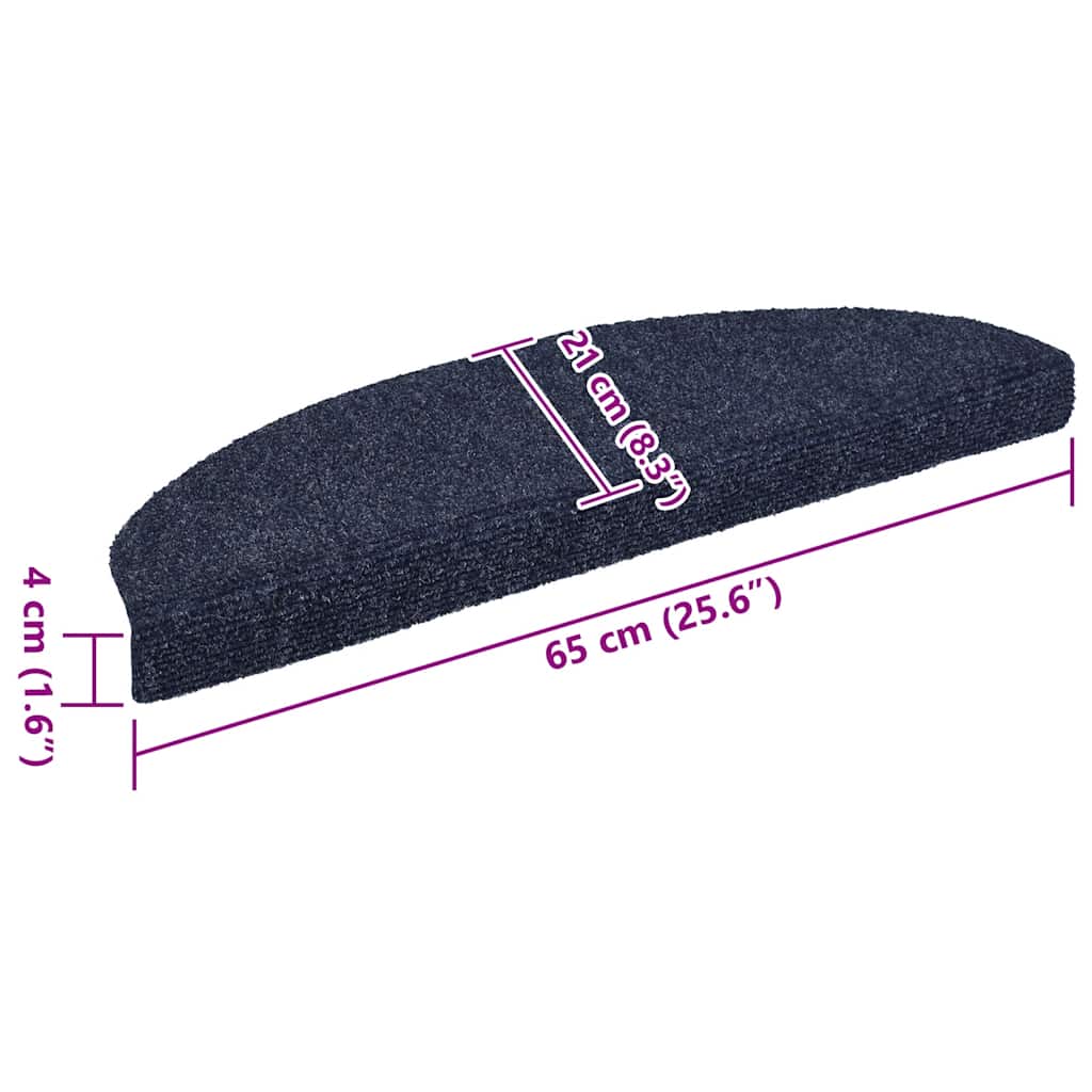 Tappetini per scale autoadesivi 15 pz 65x21x4 cm blu semicircolari grandi
