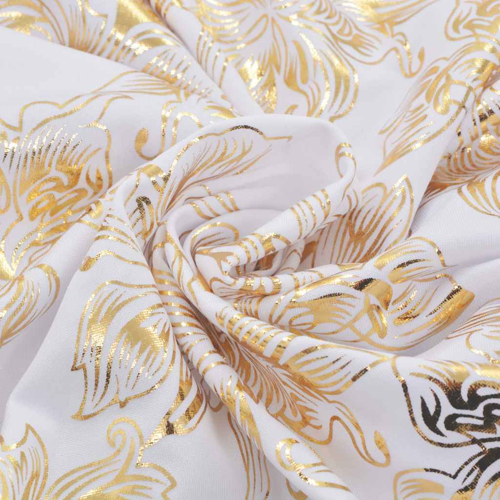 Coprisedia Elasticizzato Piano 4 pz Bianco con Stampa Dorata