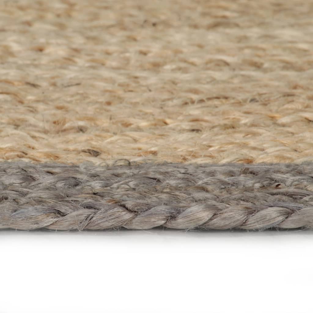 Tappeto Lavorato a Mano in Juta con Bordo Grigio 90 cm