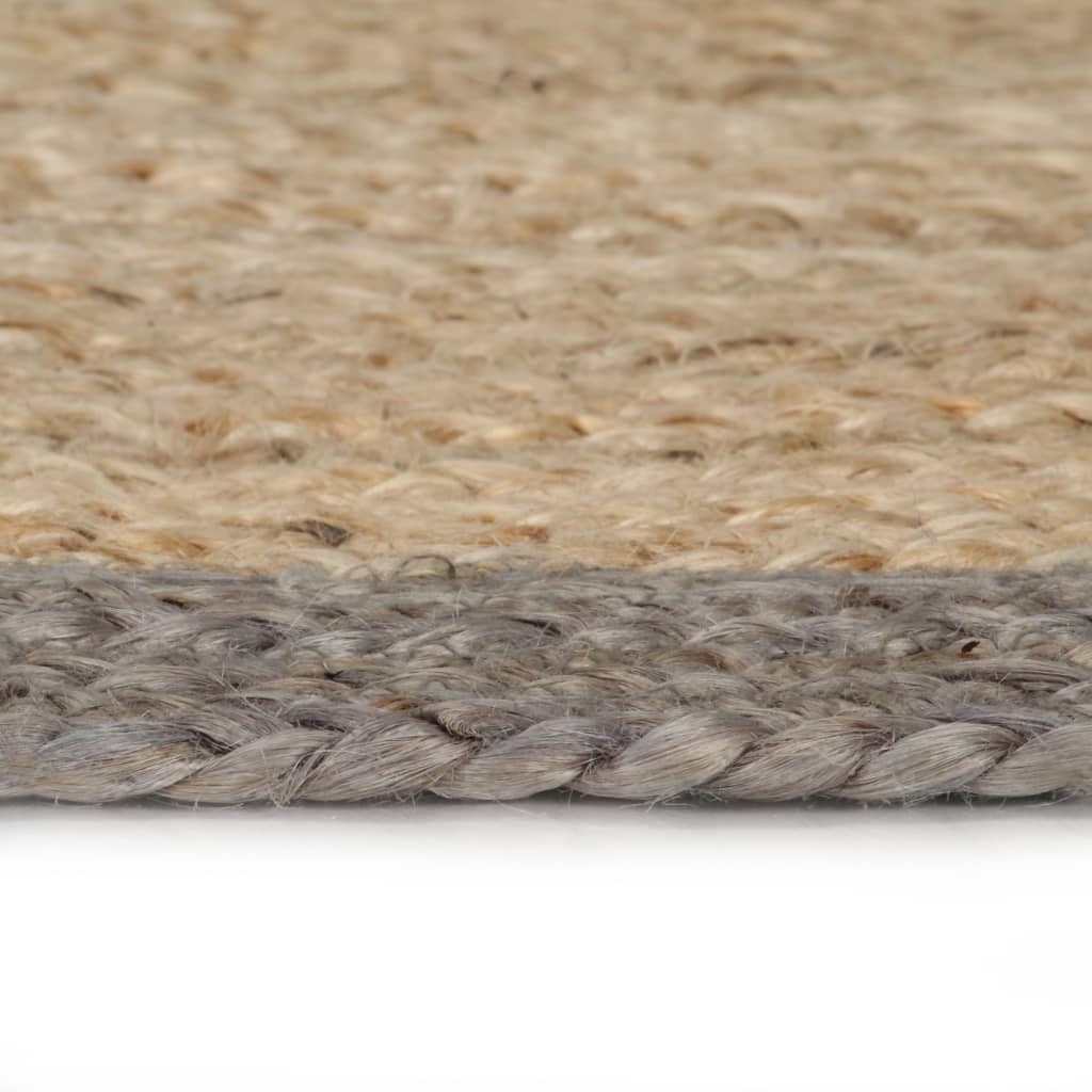 Tappeto Lavorato a Mano in Juta con Bordo Grigio 120 cm