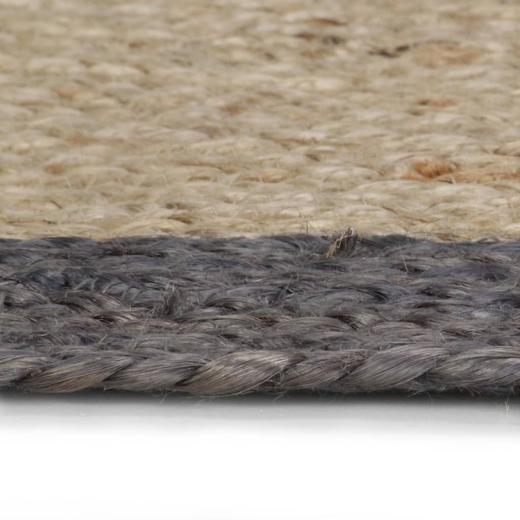 Tappeto Lavorato a Mano in Juta con Bordo Grigio Scuro 90 cm