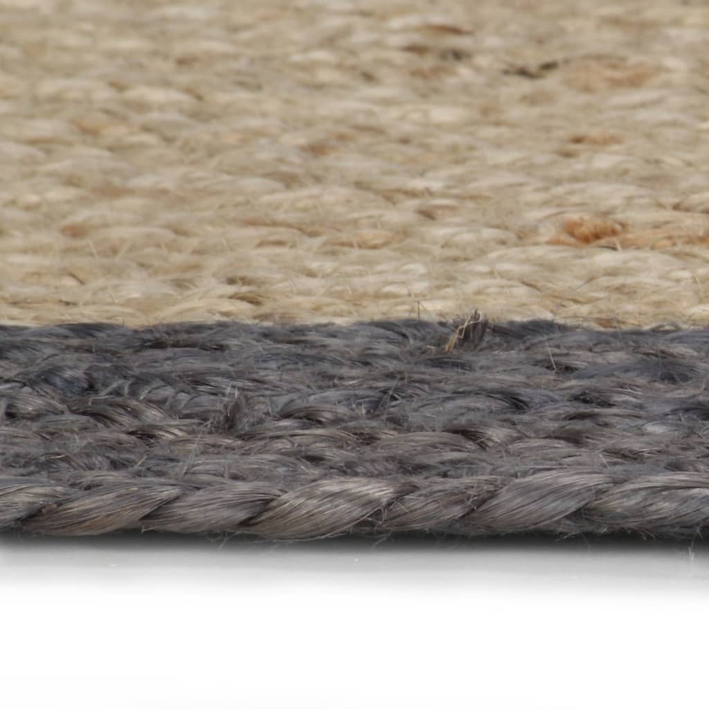 Tappeto Lavorato a Mano in Juta con Bordo Grigio Scuro 150 cm