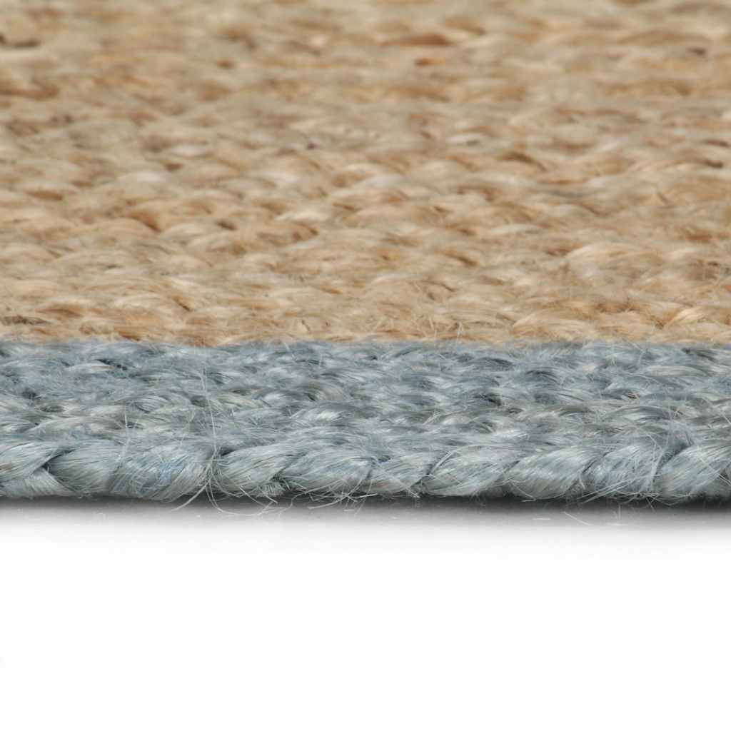 Tappeto Lavorato a Mano in Juta con Bordo Verde Oliva 120 cm