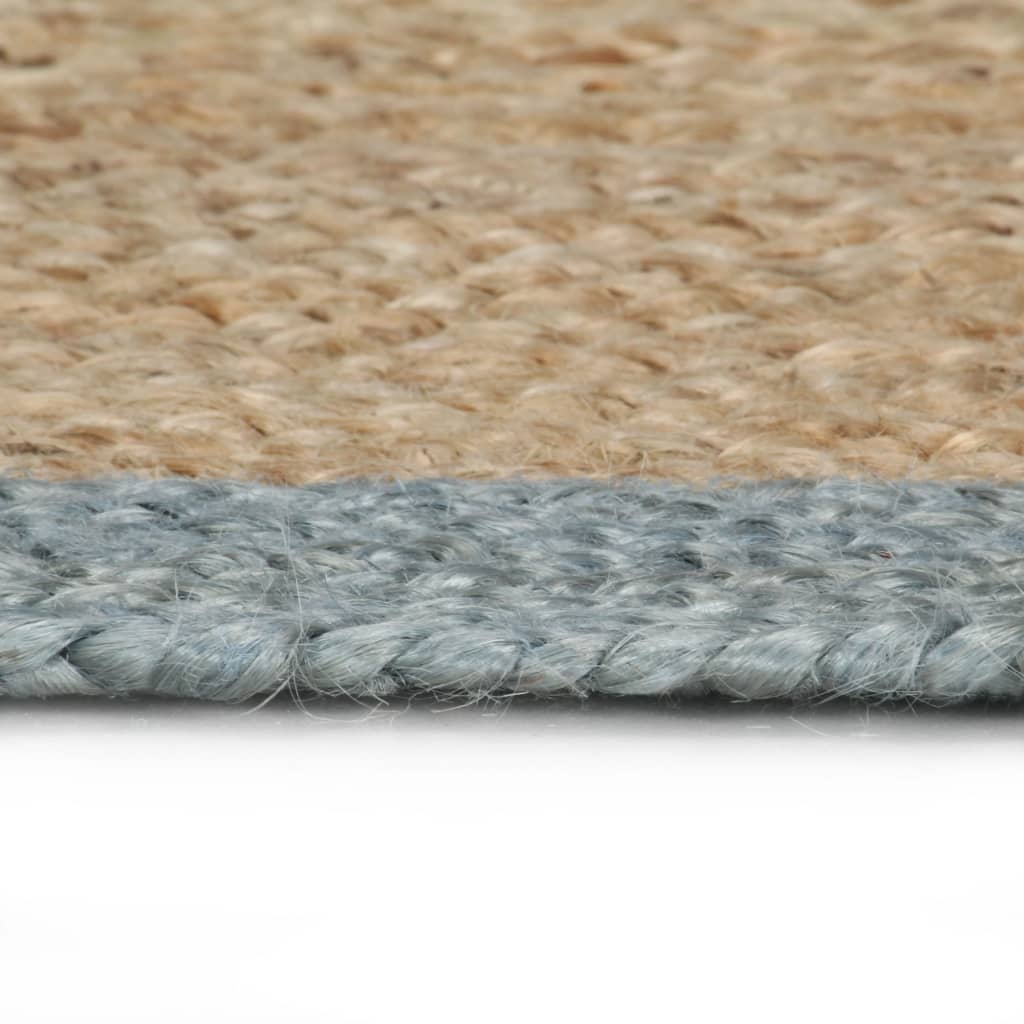Tappeto Lavorato a Mano in Juta con Bordo Verde Oliva 150 cm