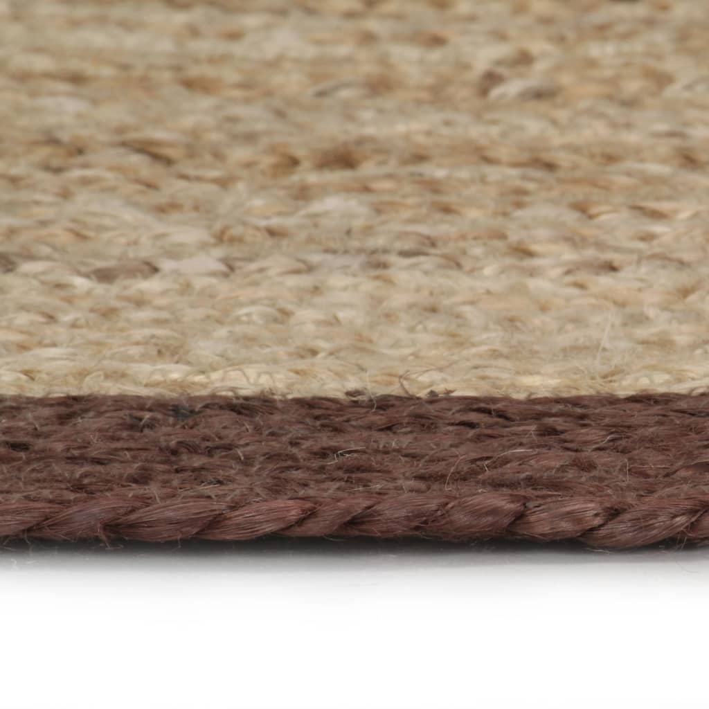 Tappeto Lavorato a Mano in Juta con Bordo Marrone 90 cm