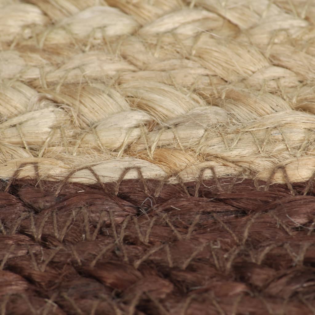 Tappeto Lavorato a Mano in Juta con Bordo Marrone 90 cm