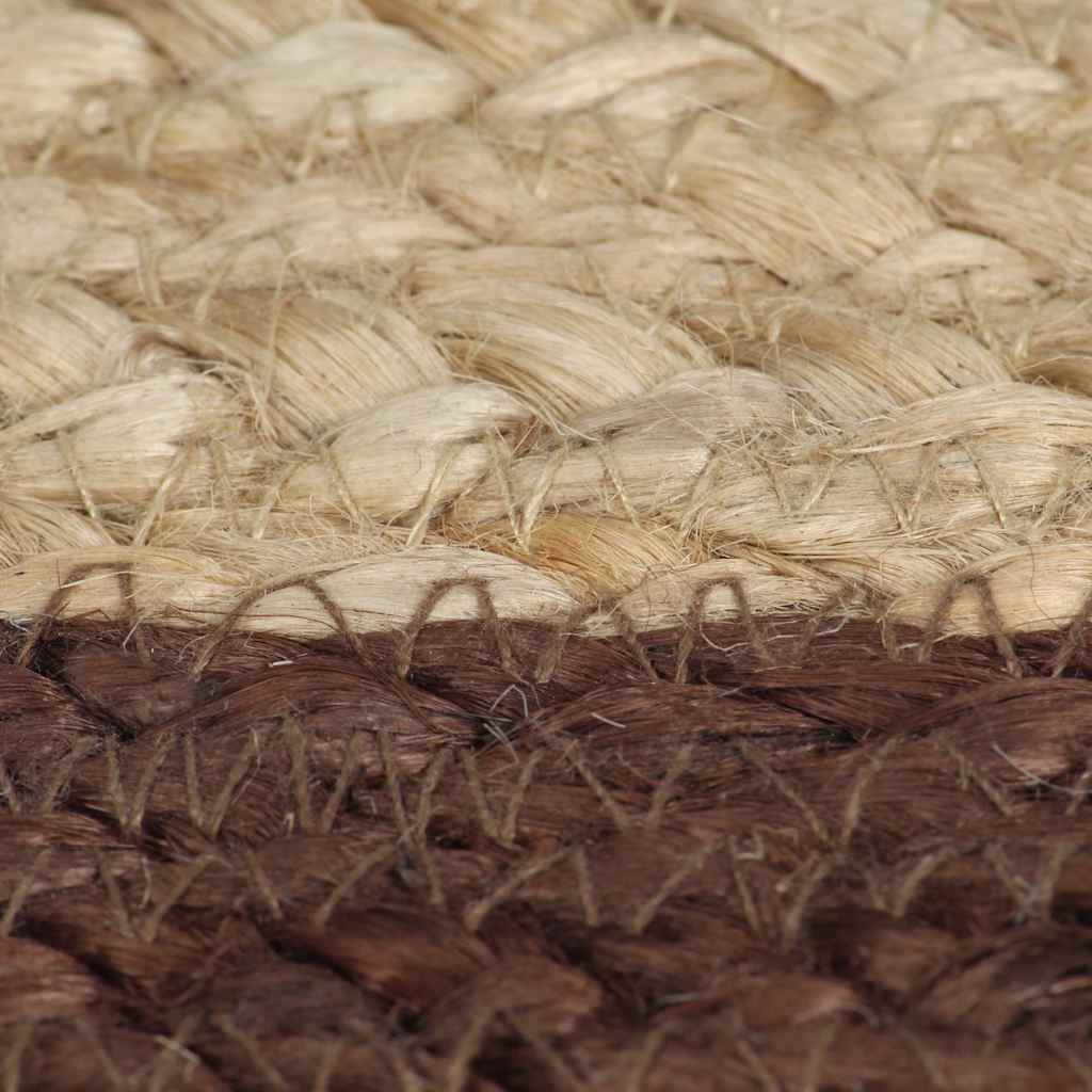 Tappeto Lavorato a Mano in Juta con Bordo Marrone 120 cm