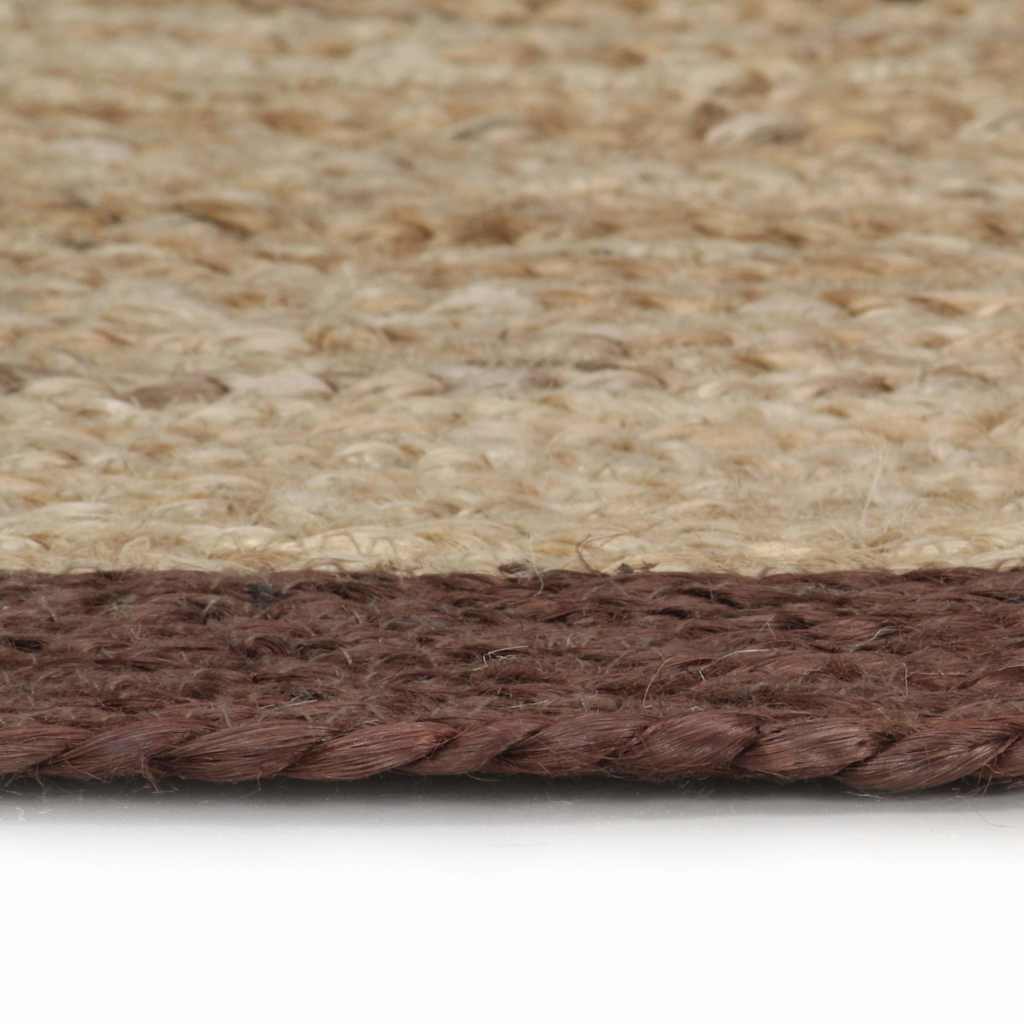 Tappeto Lavorato a Mano in Juta con Bordo Marrone 150 cm