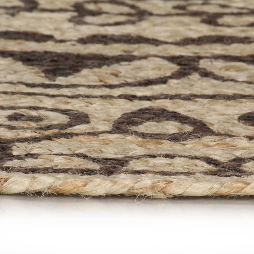 Tappeto Lavorato a Mano in Juta con Stampa Marrone Scuro 120 cm