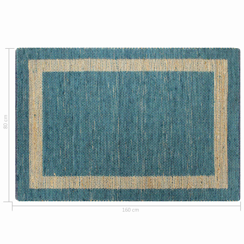 Tappeto Artigianale in Juta Blu 80x160 cm