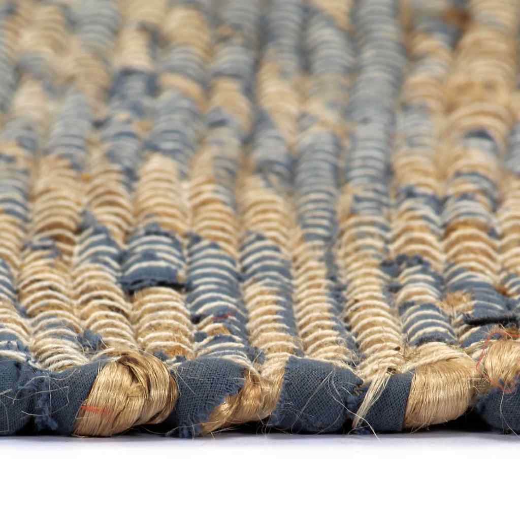 Tappeto Artigianale in Juta Blu e Naturale 120x180 cm