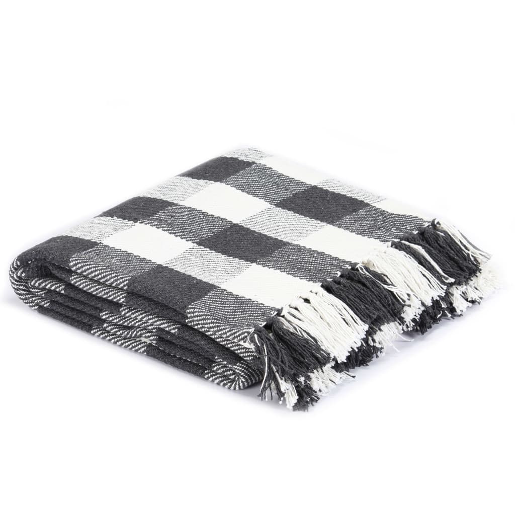 Copriletto a Quadri in Cotone 125x150 cm Antracite