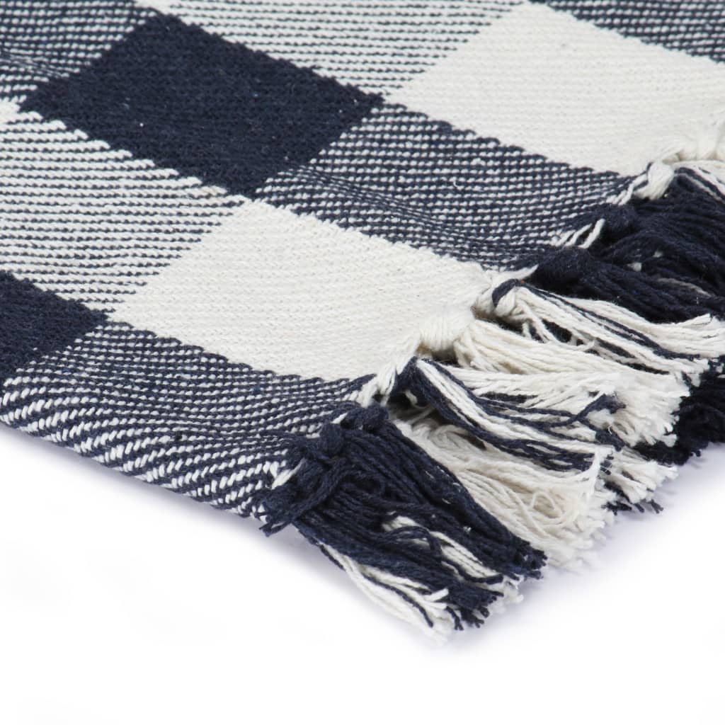 Copriletto a Quadri in Cotone 160x210 cm Blu Marino