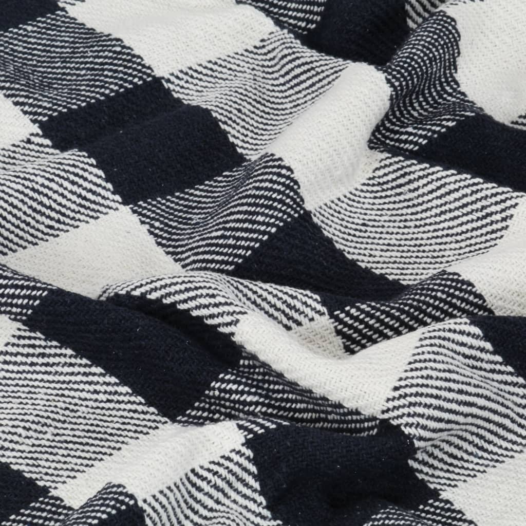 Copriletto a Quadri in Cotone 160x210 cm Blu Marino