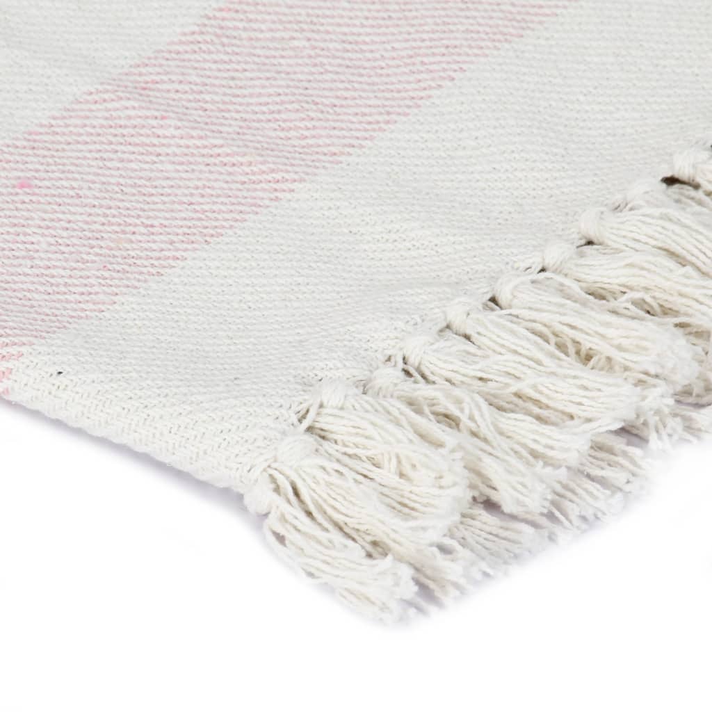 Copriletto a Righe in Cotone 160x210 cm Rosa Antico