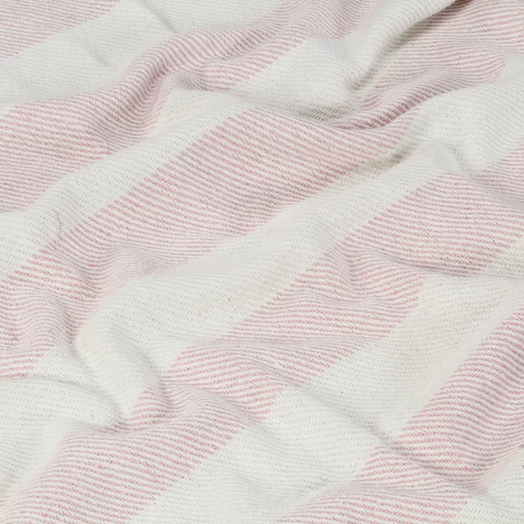 Copriletto a Righe in Cotone 160x210 cm Rosa Antico