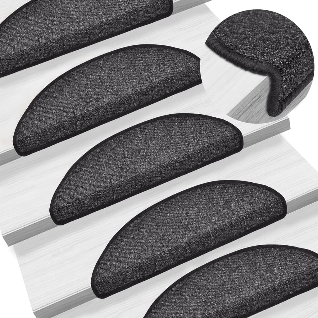 Tappetini per scale 15 pz 56 x 17 x 3 cm Non-Slip Antracite