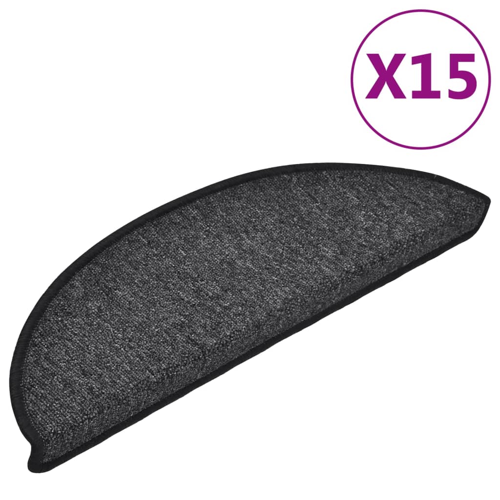 Tappetini per scale 15 pz 56 x 17 x 3 cm Non-Slip Antracite