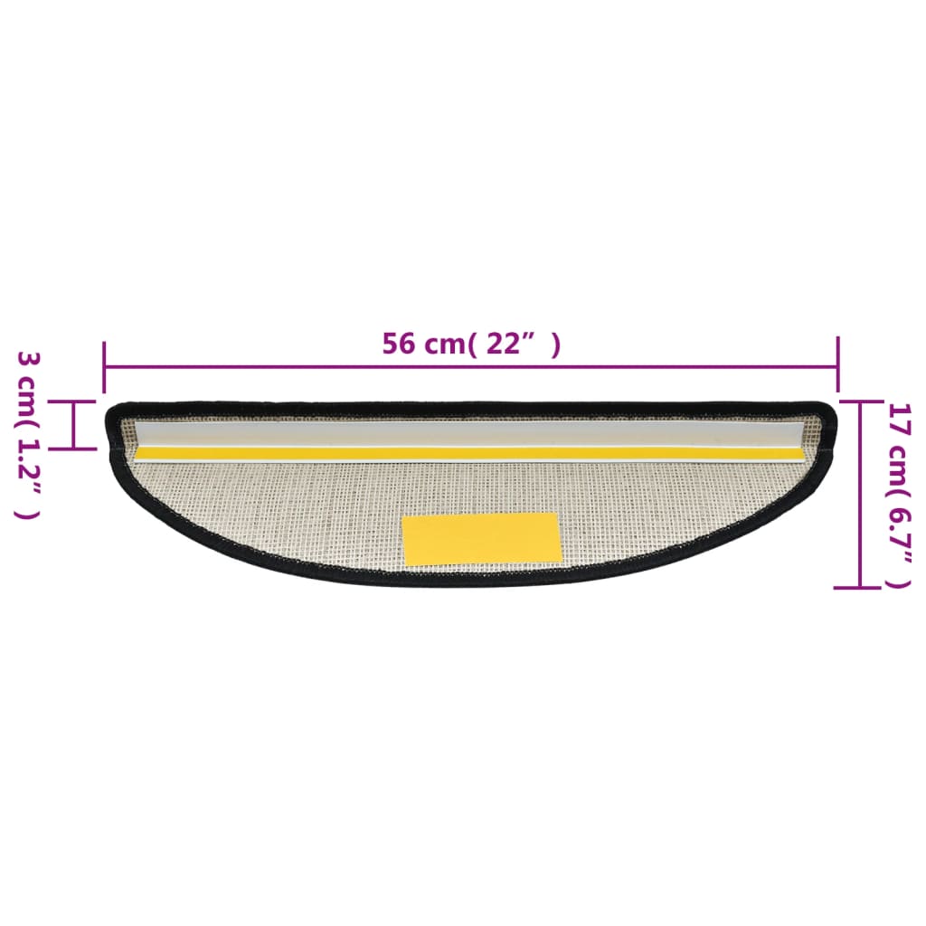 Tappetini per scale 15 pz 56 x 17 x 3 cm Non-Slip Antracite