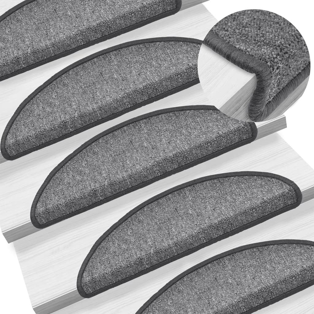 Tappetini per scale 15 pz 56 x 17 x 3 cm Non-Slip Grigio Scuro
