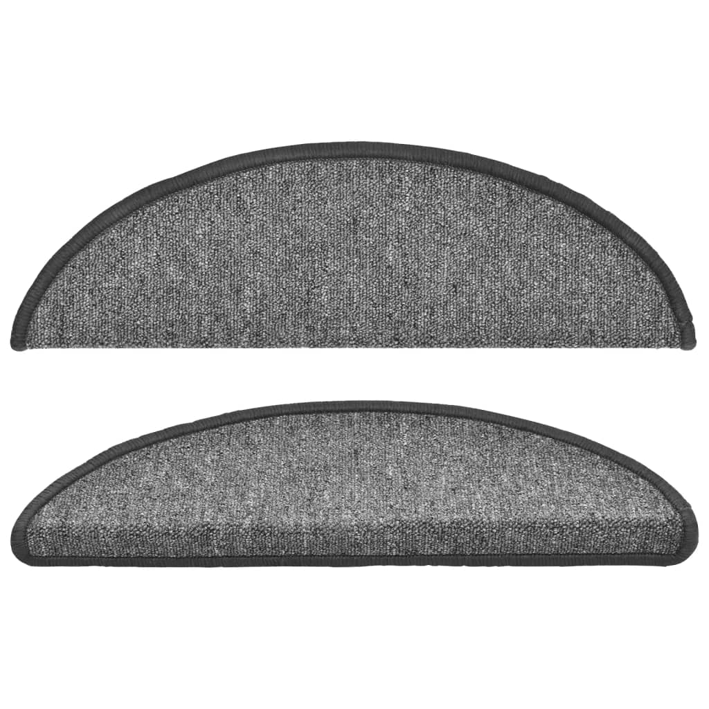Tappetini per scale 15 pz 56 x 17 x 3 cm Non-Slip Grigio Scuro