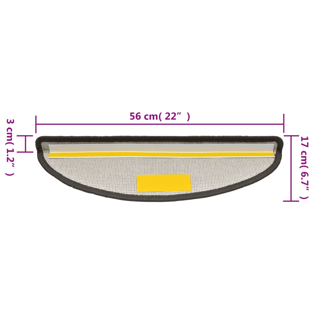 Tappetini per scale 15 pz 56 x 17 x 3 cm Non-Slip Grigio Scuro